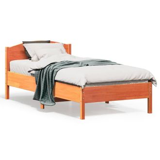 Berkfield Home Bed Frame without Mattress Wax Brown 75x190 cm Small Single Solid Wood Pine