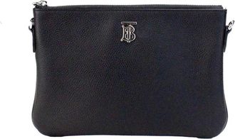 Burberry Bolso bandolera de piel con monograma - Bags - Mujer - Gris - ONE SIZE