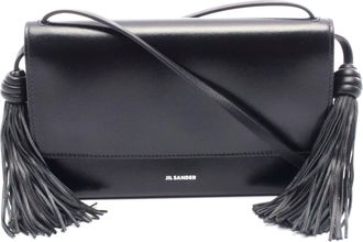 Jil Sander Leather Tassel Shoulder Bag Black