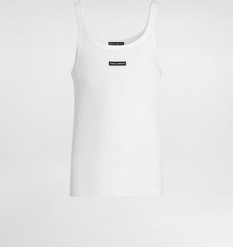Dolce & Gabbana Cotton Tank Top With Print - Man T-shirts And Polos White 44