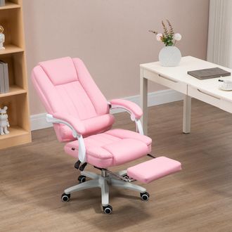 STILVORA Sedia Da Ufficio In Similpelle, Altezza E Schienale Regolabili Con Poggiapiedi, Girevole Con Ruote, Rosa