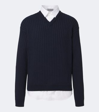 Balenciaga Layered ribbed-knit cotton sweater