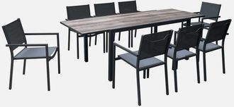 Sweeek Mesa De Jard&iacute;n Extensible De Aluminio 160/240cm + 8 Sillas