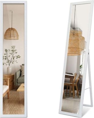 Tulup Specchio da Terra, Specchio a Figura Intera - Specchio - Specchio in una Cornice - (35 cm x 156 cm) - in una cornice bianca