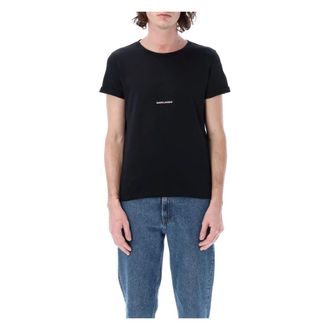 Saint Laurent T-Shirts, male, Black, Size: M Logo Print T-Shirt