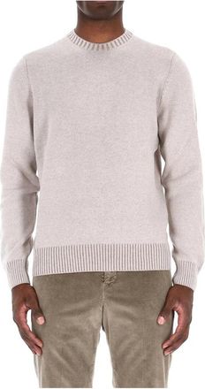 Barba Crew Neck Sweater in Wol-Viscose-Kasjmier - Heren - Ronde hals truien - Roze - M - Wol - Truien & Vesten