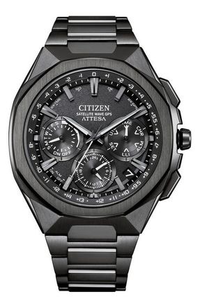 Citizen Attesa Satellite Wave GPS Eco-Drive Super Titanium Bracelet Watch, 43.2mm in Gray at Nordstrom