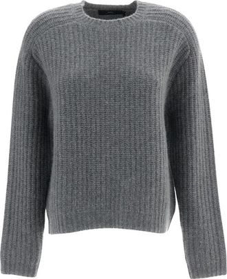 arch4 Nisha Ribbed Cashmere Crewneck Sweater - Dames - Ronde hals truien - Grijs - S - Kasjmier - Truien & Vesten