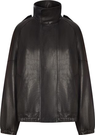 Saint Laurent High-neck Oversized Leather Jacket