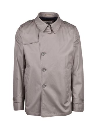 Herno Grey Cotton Canvas Overcoat