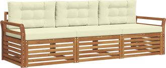 vidaXL Conjunto De Sof&aacute;s De Exterior 3 Uds. Natural Y Crema Vidaxl