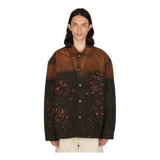 Guess Gradient Splattered Denim Chore Jacket - Heren - Spijkerjassen - Veelkleurig - S - Denim - Jassen