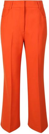 Stella McCartney Oranje Geknipte Getailleerde Broek - Dames - Wijde Broeken - Oranje - XS - Leer - Broeken