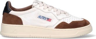 Autry Medalist Low Sneakers In Brown Suede And White Leather