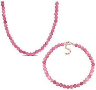 Delmar Pink Tourmaline Beaded Necklace & Bracelet Set at Nordstrom Rack