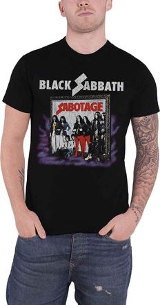 Black Sabbath T Shirt Sabotage Vintage Distressed Band Logo Official Mens Black L