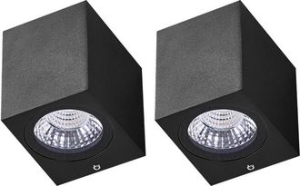 Beliani Beliani - Conjunto De 2 L&aacute;mparas Led De Exterior Fabricadas En Metal En Color Negro Aransas