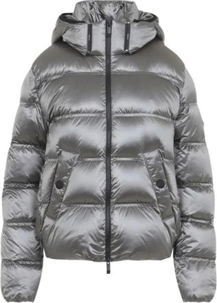 Moncler Sensation Korte Donsjas - Dames - Gewatteerde jassen - Grijs - XL - Nylon - Jassen