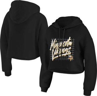 WEAR by Erin Andrews Womens WEAR by Erin Andrews Black Minnesota Vikings Domestic Cropped Pullover Hoodie at Nordstrom, Size X-Large