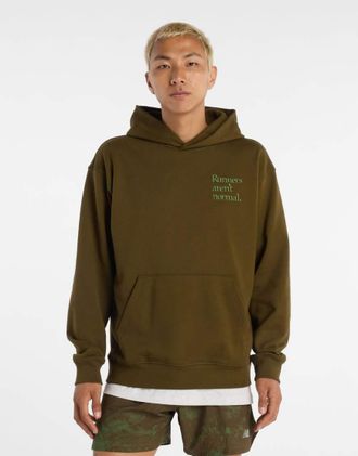 New Balance Athletics - Felpa con cappuccio verde bosco con stampa Runners Arent Normal-Marrone