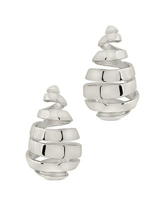 Sterling Forever Plated Cz Margot Ribbed Earrings