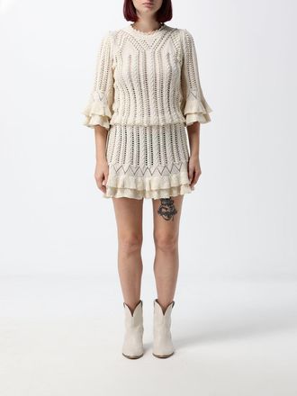 Isabel Marant Mini abito in maglia di cotone con balze e maniche corte