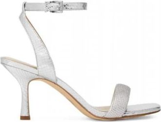 Michael Kors Carrie Embellished Sandal - Dames - Sandalen met hakken - Grijs - 38 EU - Leer - Schoenen