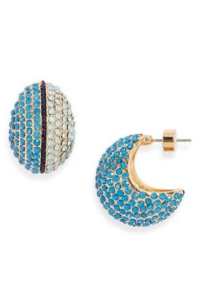 Nordstrom Pav&eacute; Orb Huggie Hoop Earrings in Blue Multi- Gold at Nordstrom