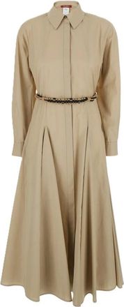 Max Mara Mstaffetto Shirt Dress - Dames - Shirt Kleedjes - Beige - M - Katoen - Kleedjes