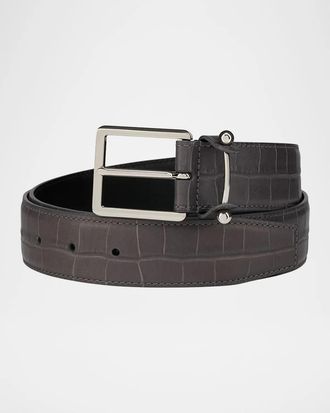 Christian Louboutin Men & apos;s Chambeliss Croc-Effect Leather Belt