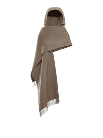 Brunello Cucinelli Wool And Cashmere Knit Scarf With Hood