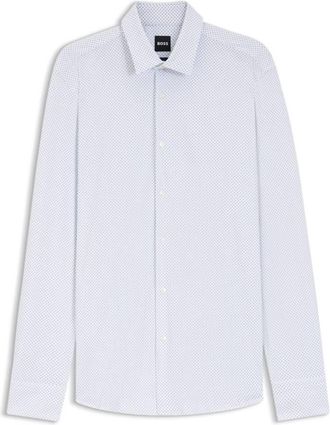 HUGO BOSS Printed Slim-Fit Shirt In Performance-Stretch Jersey, Brand Size 40 (Neck Size 15.75)