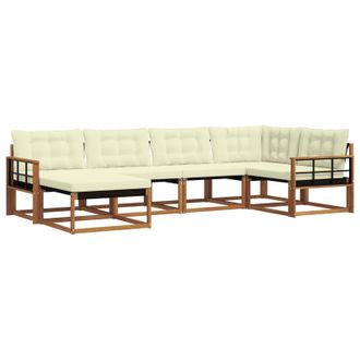 vidaXL Conjunto De Sof&aacute;s De Exterior Con Coj&iacute;n 6 Pcs Natural Y Crema Vidaxl