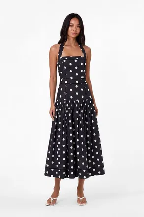 Nicholas Vivianne Dress in Black White Polka Dot at Nordstrom, Size 8