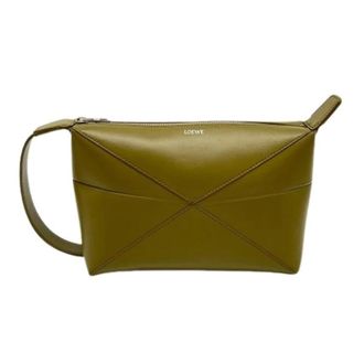 Loewe Pre-owned Puzzle Clutch tas - Dames - Pre-owned - Groen - Maat: ONE Size Leer