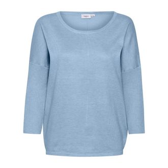 Saint Tropez Heather Melange R-Neck Pullover Sweater - - Knitwear - Donna - Blu - XL