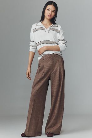 Maeve The Avery Plaid Wide-Leg Trousers by Maeve Pants