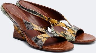 Dries Van Noten Snake-effect leather mules