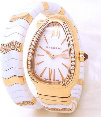 Bulgari Pre-owned Bvlgari Serpenti Spiga White Lacquered Dial Ladies Watch 102202