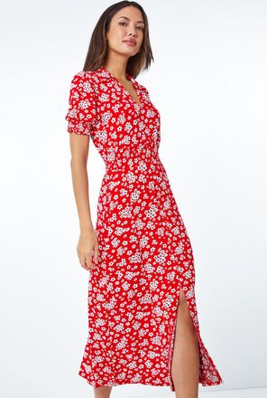 Roman Ditsy Floral Print Fit & Flare Dress