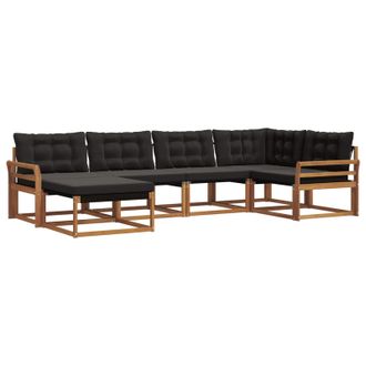 vidaXL Conjunto De Sof&aacute;s De Exterior Con Coj&iacute;n 6 Pcs Natural Y Negro Vidaxl