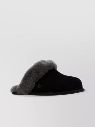 UGG suede scuffette ii slippers with faux fur trim