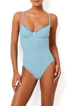 Solid & Striped The Taylor Underwire One-Piece Swimsuit in Cosmic Blue Gingham at Nordstrom, Size X-Small