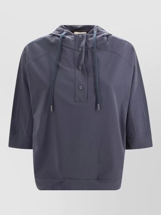 Herno hooded sweatshirt three quarter sleeve drawstring