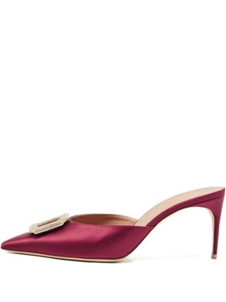 Malone Souliers 75mm satin embellished mules - Red