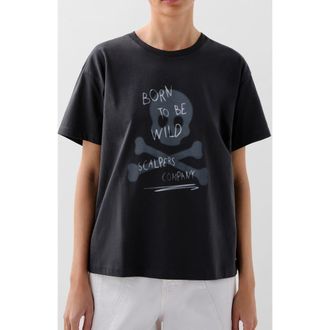 Scalpers Blurry Skull Tee in Darkgrey at Nordstrom, Size Medium Eu
