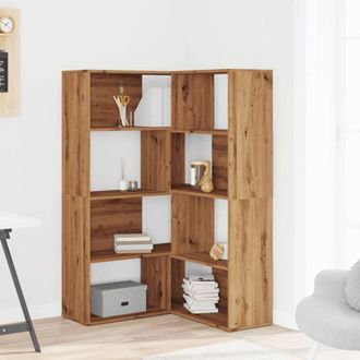 Berkfield Home Elegant Corner Bookcase 4-Tier Artisian Oak 85x85x140 cm Engineer in Brown | Size: 85 x 85 x 140 cm