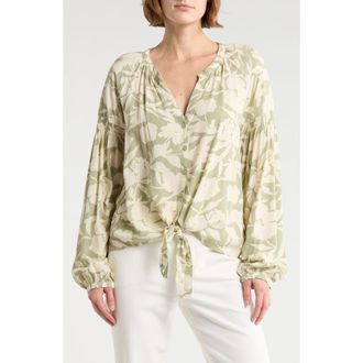 Sanctuary Tie Front Button-Up Shirt in Buttercup Green at Nordstrom Rack, Size X-Small