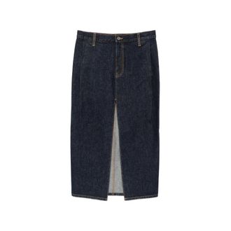 Khaite Anden Front-slit Denim Skirt