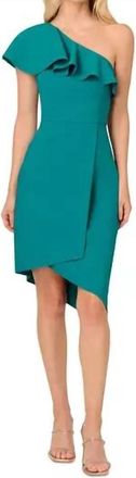 Adrianna Papell One-Shoulder Asymmetric Neck Dress In Blue